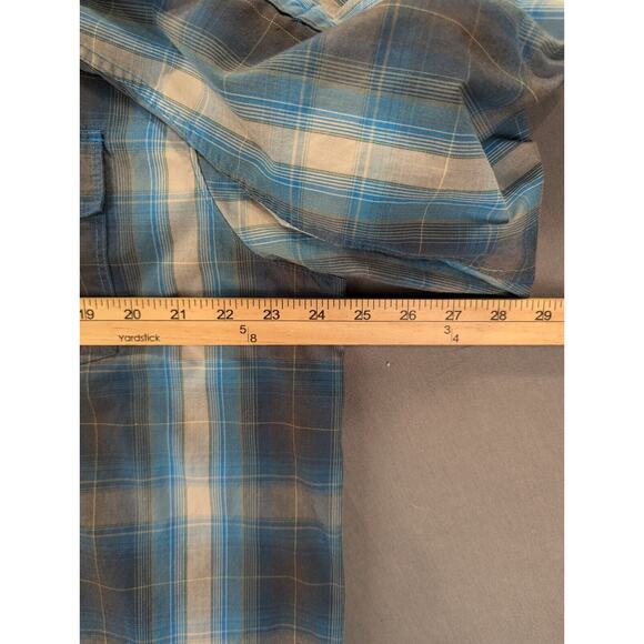 Columbia Shirt Men's XXL Button Down Plaid Blue  Long Sleeve Performance Outdoor - Picture 3 of 10